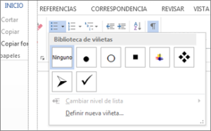 Viñetas en Word